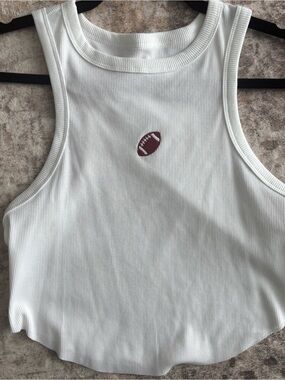 Target White Ribbed Tank with Football Patch